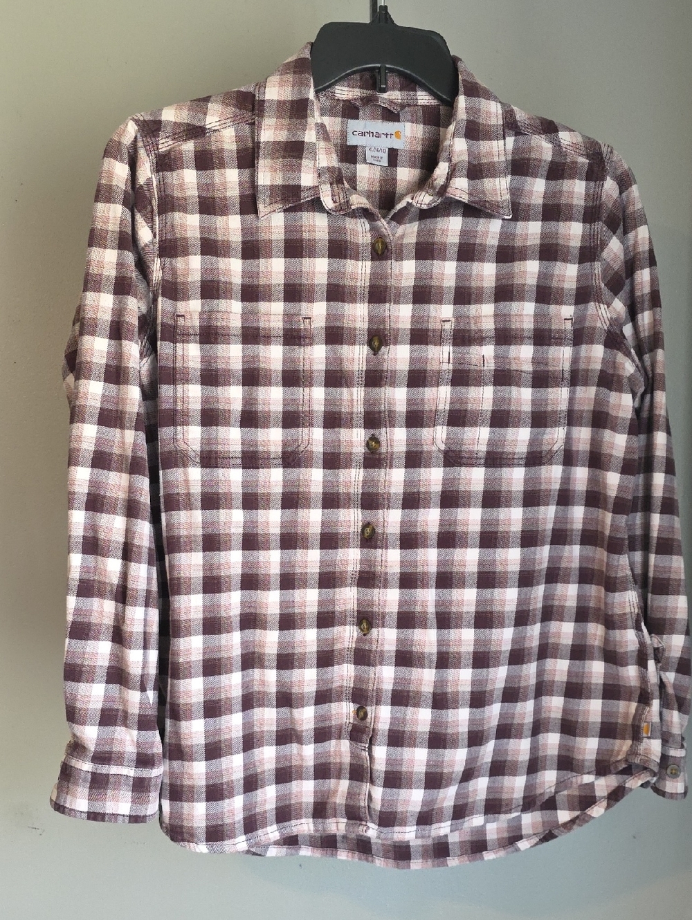 Carhartt Women's Plaid Flannel Button-Down Shirt Size XL